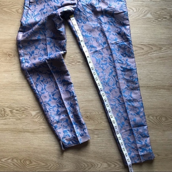 NWT French Connection Trousers Floral Jacquard Blue Old Money Cropped 0 - Picture 7 of 8